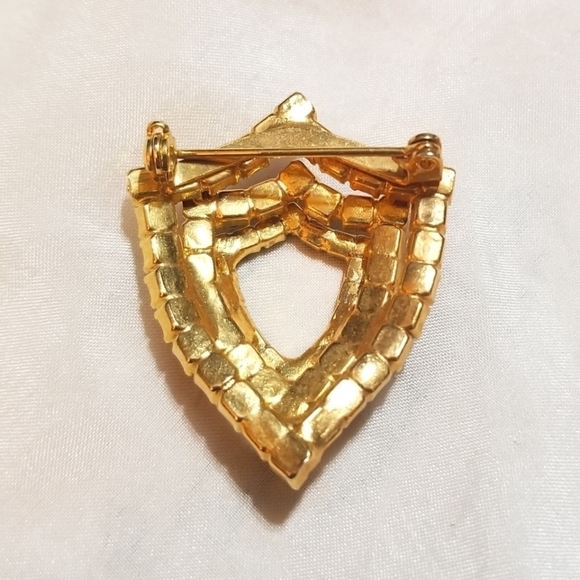 Vintage SPARKLING Rhinestone Shield Red White Blue Brooch - Picture 4 of 6